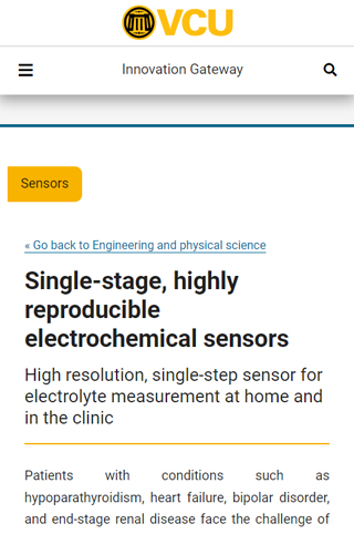 Screenshot of the VCU Innovation Gateway website